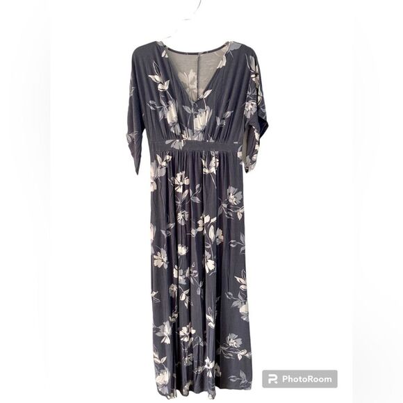 Isabel Maternity Floral Dress Small Blue White Short Sleeve Soft Stretchy Comfy - Picture 1 of 8